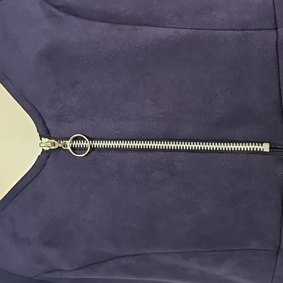 Aqua Faux Suede Navy Midi Dress Sz S NWOT MSRP $98 - Picture 4 of 6